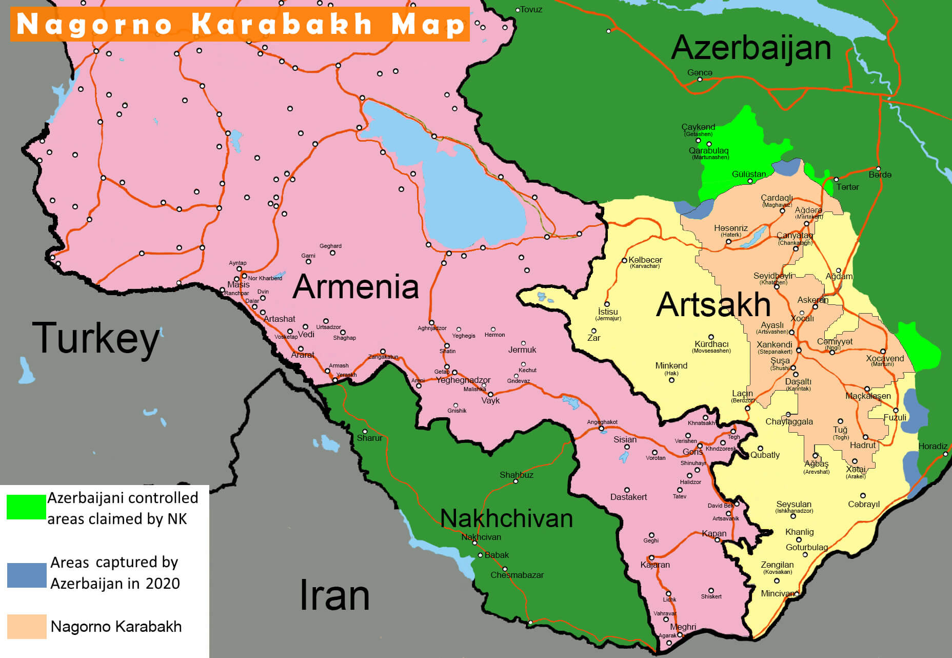 Haut Karabakh guerre carte 2020